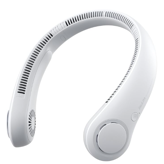 JISULIFE Portable Neck Fan, Hands-Free Bladeless, 5 Speeds, 4000 mAh